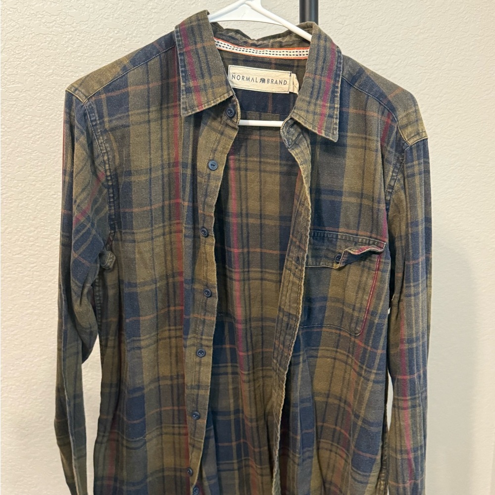 The Normal Brand Blue and Brown Plaid Shirt